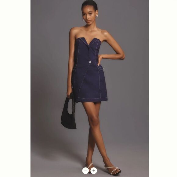 Anthropologie Maeve Strapless Linen Mini Dress - Picture 1 of 4